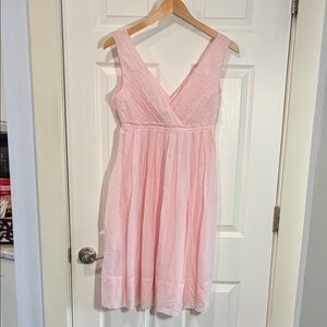 GAP Soft Pink V-Neck Pleated Dress
